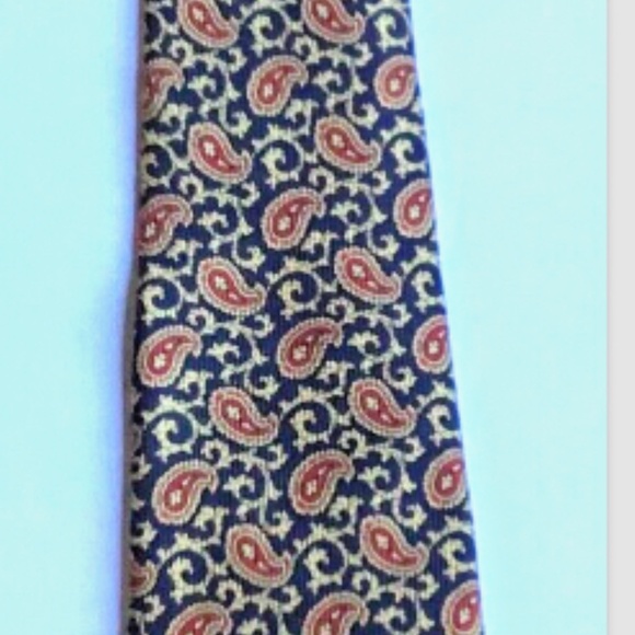 RODIER navy , red paisley Soie/ silk tie made in France 🇫🇷 - Picture 3 of 6